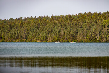 Kayaks on Lake Superior at Isle Royal, Michigan, USA