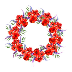 wreath of red flowers