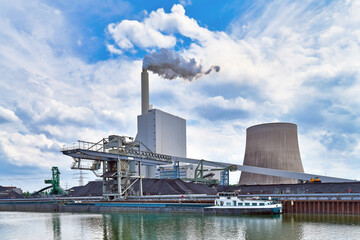 Coal steam power plant in Karlsruhe in Germany used for generation of electricity and district...