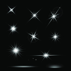 Set of sparkle lights with transparency effects. Vector illustration