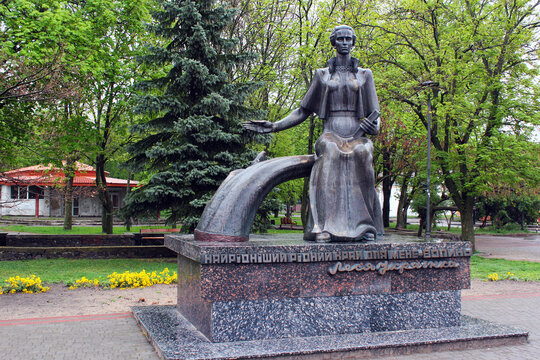 Kovel, Ukraine - April 30, 2019: Monument to Lesya Ukrainka, one of Ukrainian literature's foremost writers, best known for her poems and plays.