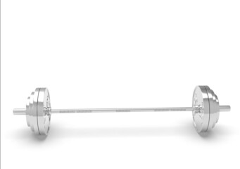 Silver barbell made of a dollar coin on a white background 3d-rendering