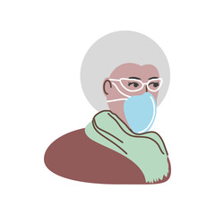 old woman with medical mask