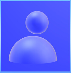 Human symbol in a blue square, in a gradient. 3D rendering
