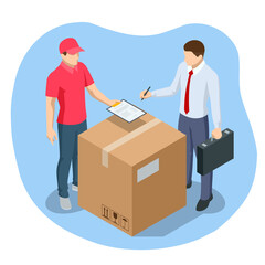 Isometric Logistics and Delivery concept. Delivery home and office. City logistics.