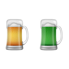 isolated beer mugs vector. Blonde and green beer