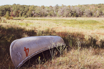 Abandoned Canoe in the Woods