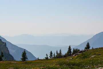 Fototapeta na wymiar Mountain Ridges in a Blue Haze