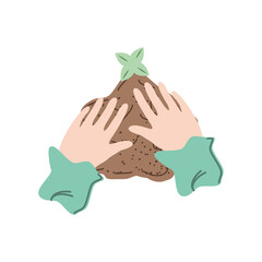 hands planting organic plant