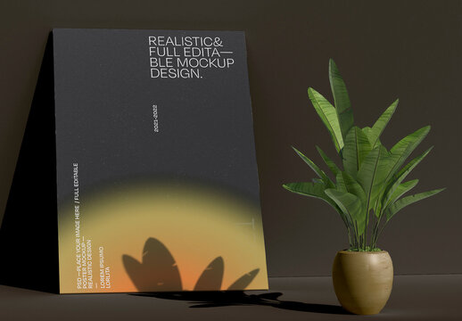Poster with Plant Mockup