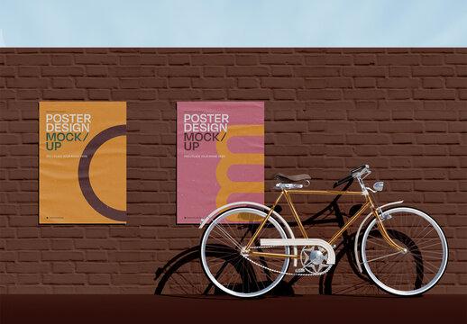 Two Posters with Bike Mockup