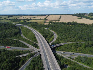 Obraz premium Aerial View of the M23 & M25 interchange facing Northbound London bound. 