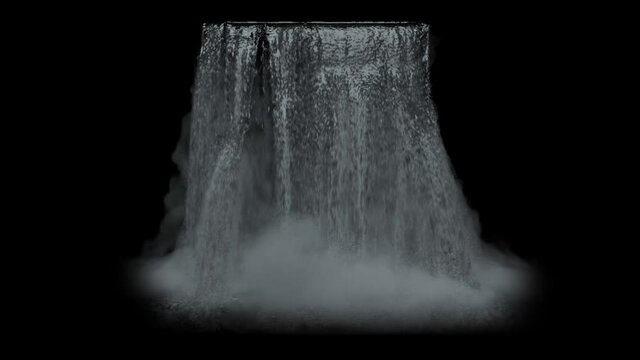Waterfall texture Isolated on Black with Alpha