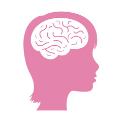 Woman head with brain silhouette vector