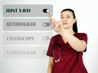  JOINT X-RAY Arthrogram text in list. GP looking for something at smartphone.