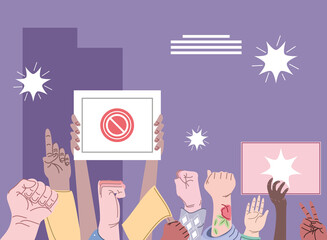 people with placards in protest