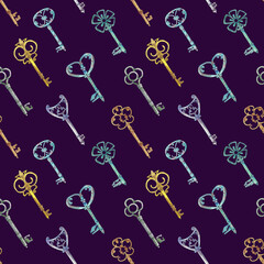 Colorful fairy tale keys pattern
