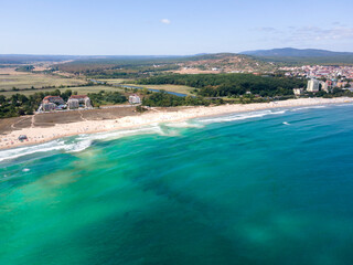 Obraz premium Aerial view of South Beach of Primorsko, Bulgaria
