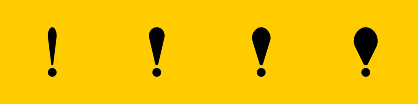 Conjunto de icono de signo de exclamaci&oacute;n o admiraci&oacute;n. Concepto de expresi&oacute;n. Ilustraci&oacute;n vectorial, fondo amarillo