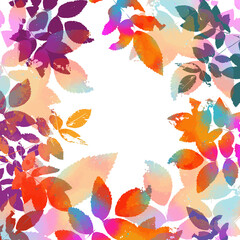 Background frame with colorful twigs. Mixed media. Vector illustration