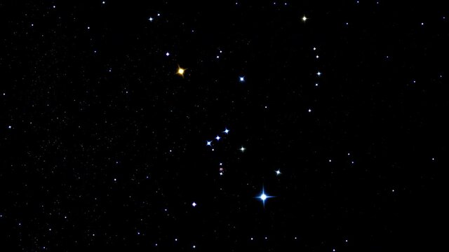 Starry background with the Orion constellation. 4K loopable motion footage for the background.