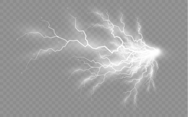 Set of zippers, thunderstorm and effect lightning.