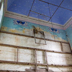 the interior of an abandoned temple