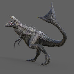 3D-illustration of an isolated horrible alien creature