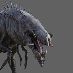 3D-illustration of an isolated horrible alien creature