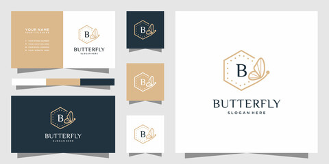 Butterfly frame logo with letter b design