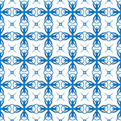 Exotic seamless pattern. Blue fresh boho chic