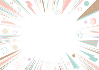 可愛らしい配色の幾何学集中線