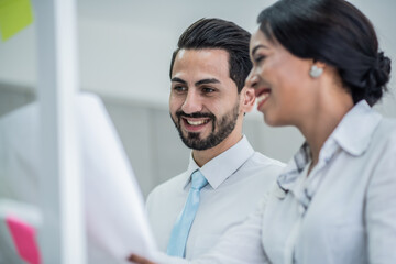 business people look file  for idea analysis and planning marketing,goal to success foreground post it