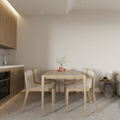 Modern dining room with table and chairs