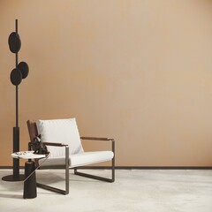 White chair in the room front of blank wall