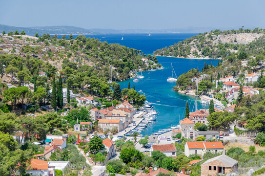 Scenic view on Bobovisca located on the west coast of Brac island in Croatia.