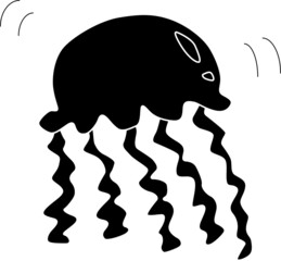 浮遊するクラゲのシルエット素材