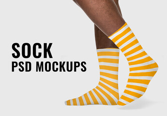 Striped Crew Socks Mockup