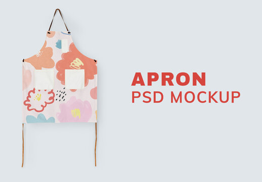 Simple White Apron Mockup with Pockets