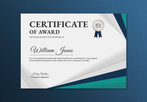 Professional Award Certificate Layout