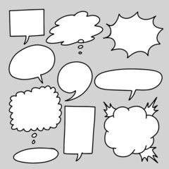 Hand drawn set of speech bubbles isolated . Doodle set element. Vector illustration.