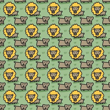 seamless pattern of cute lion cartoon