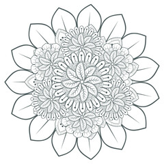 Coloring Book for adults. Hand drawn flowers in zentangle style for t-shirt design or tattoo and coloring book