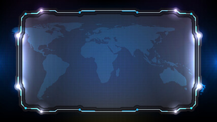 abstract futuristic background of blue glowing technology sci fi frame hud ui