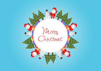 Merry Christmas Greeting Card Background Vector Illustration with Elements Such as Candies, Tape, Tree Decorations For To The Signboard