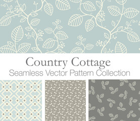 Fototapeta na wymiar Fresh Spring Country Cottage Seamless Vector Pattern Collection for Home Decor and Fashion