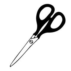 Vector illustration of the office, simple icons, scissors, paper clips, ruler, paper clip, compasses