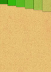 緑色の立体フレームのあるボール紙素材