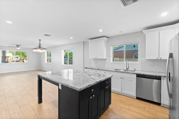 White kitchen with island