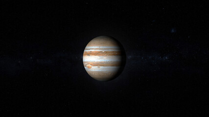 Jupiter with text space on the right. Ultra realistic 3D Jupiter and stars.[ProRes - UHD 4K]